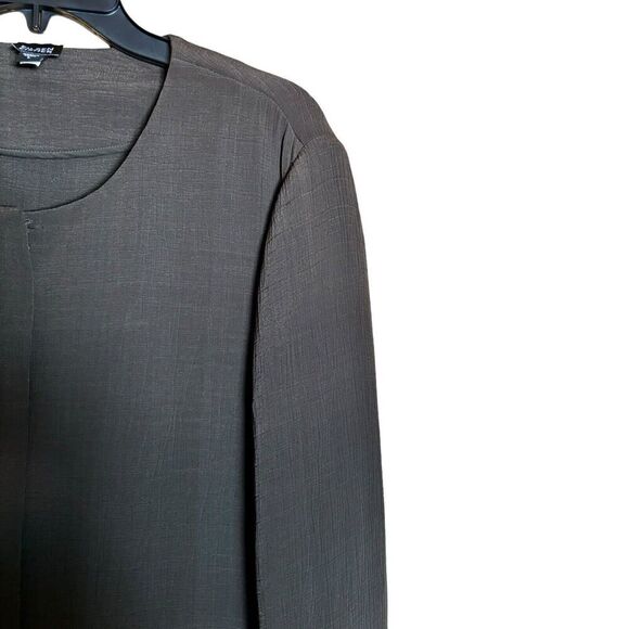 EILEEN FISHER Blazer Womens Large Brown Silk Blend Textured Long Sleeve Jacket - Picture 3 of 9